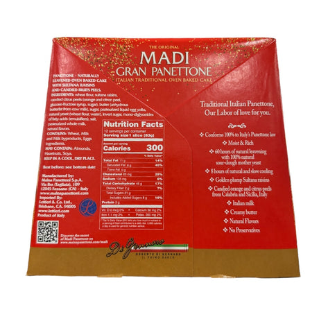 Madi Gran Panettone the Original Italian Traditional Oven Baked Cake